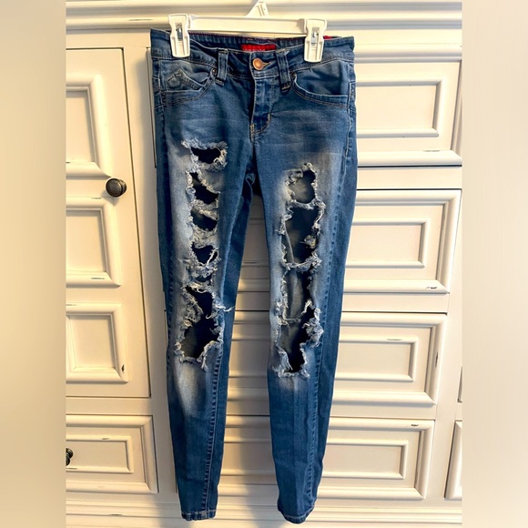 Ripped Jeans. RUN SMALL! Gently Worn Great Shape - Picture 3 of 4